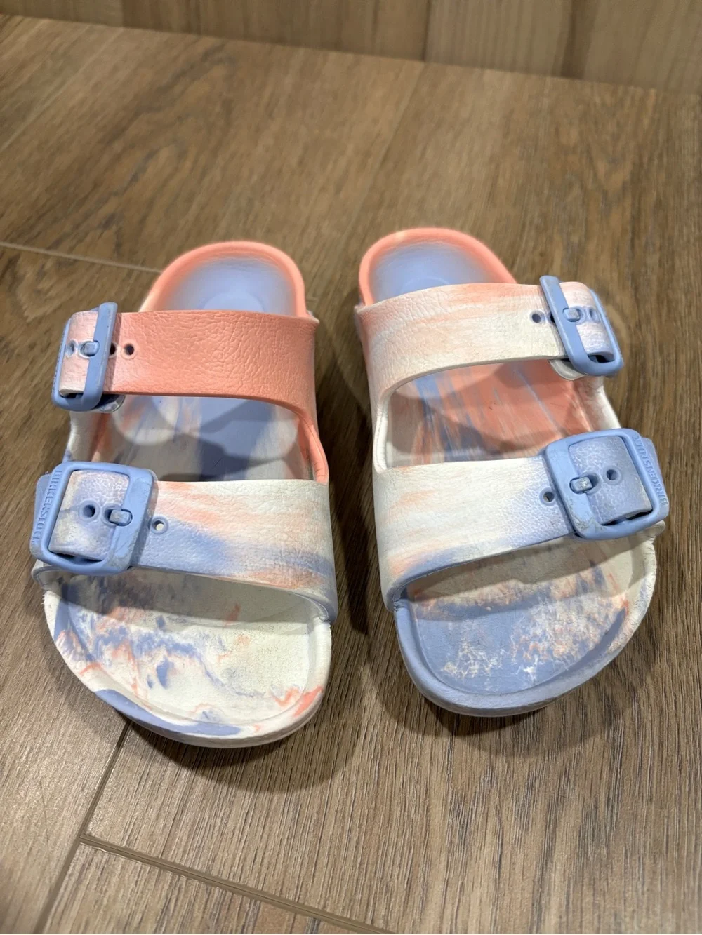 Birkenstock Eva Arizona Kids Marble Tie Dye Buckle Essential Slide Sandals 27